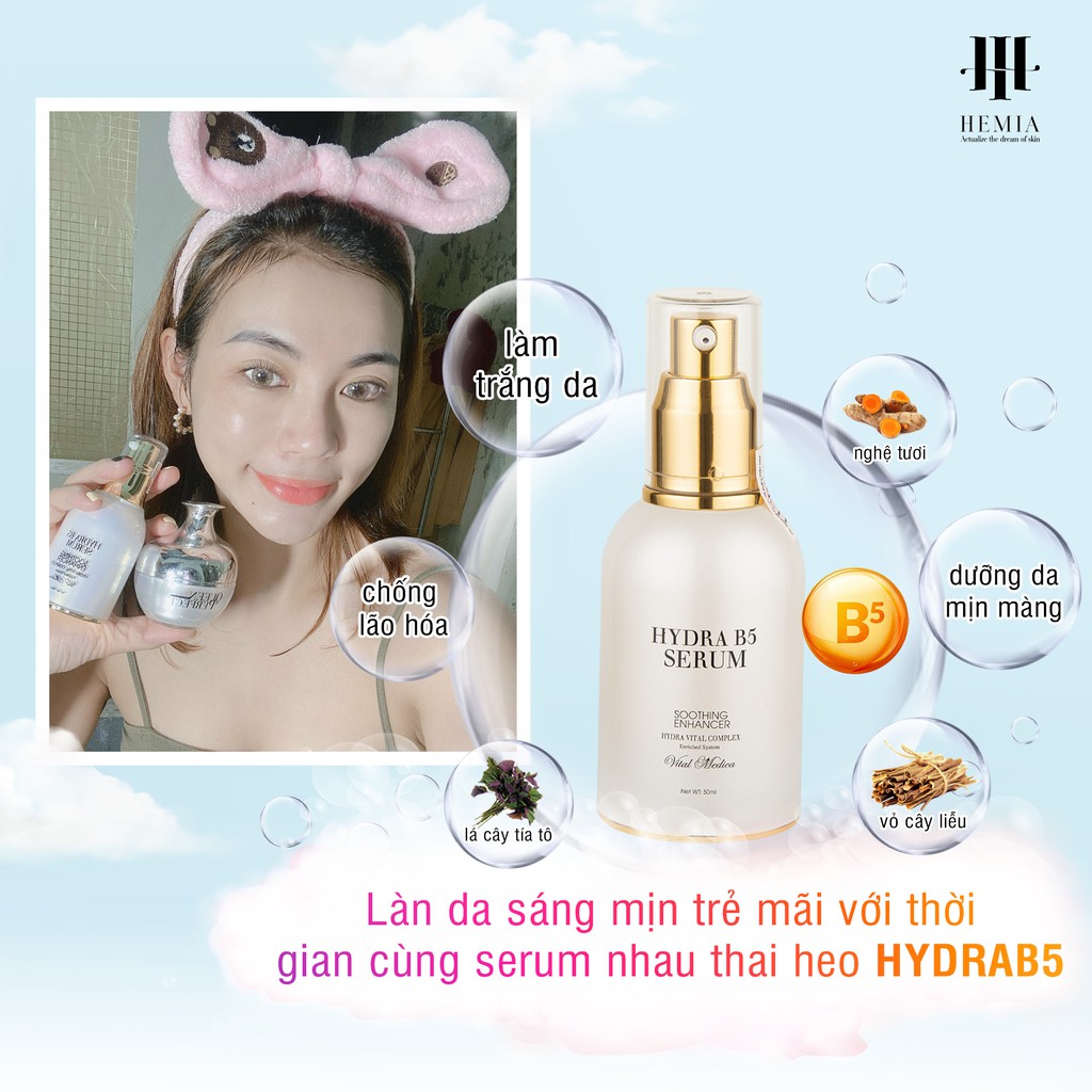 HydraB5 Serum 50ml Hemia dưỡng da, căng bóng, cấp ẩm, chống lão hoá, mềm mịn, trẻ hoá da