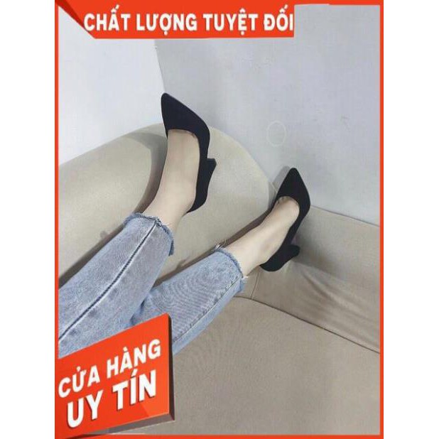 [FreeShip – Thanh lí 1 ngày] Giày Da Lộn Gót Trụ 5 cm - ảnh chụp thật