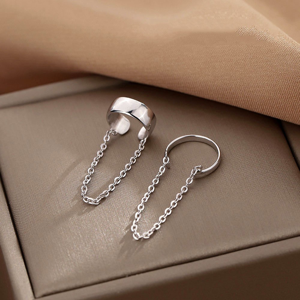 Khuyên Kẹp Vành Tai Bằng Hợp Kim Phối Dây Xích Màu Sắc Phong Cách Harajuku Hàn Quốc Cho Nữ