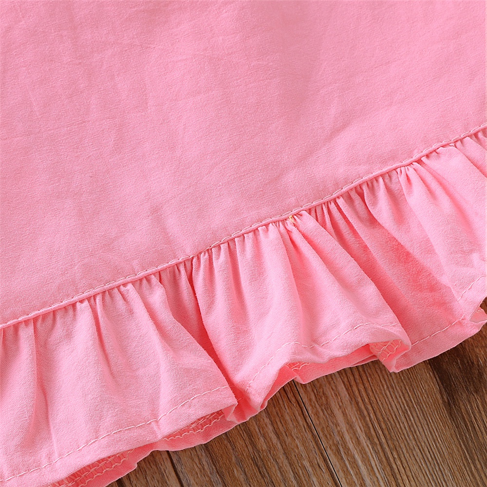 Set đồ mùa hè Mikrdoo 2 món gồm áo hai dây màu hồng + quần hoa dáng rộng cho bé gái