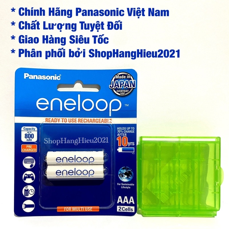 Pin Sạc AAA Panasonic Eneloop (BK-4MCCE/2B) Hàng Chính Hãng Vỉ 2 Viên Made in Japan TẶNG KÈM HỘP BẢO QUẢN