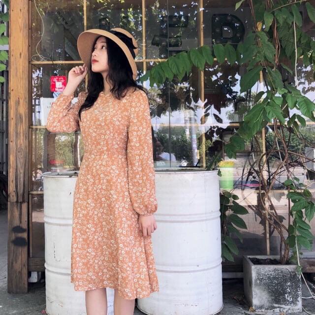 Đầm hoa nhí xinh Halenn Dress tay dài chất váy voan có lót lớp váy có dây buộc eo xinh nhẹ dễ mix