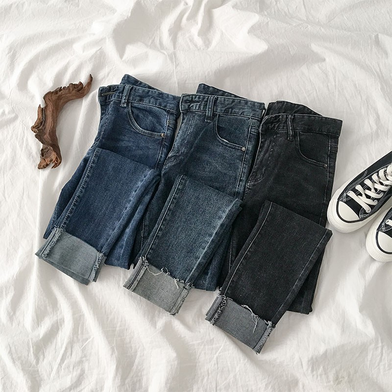 Quần jean bó gập gấu ulzzang 8837