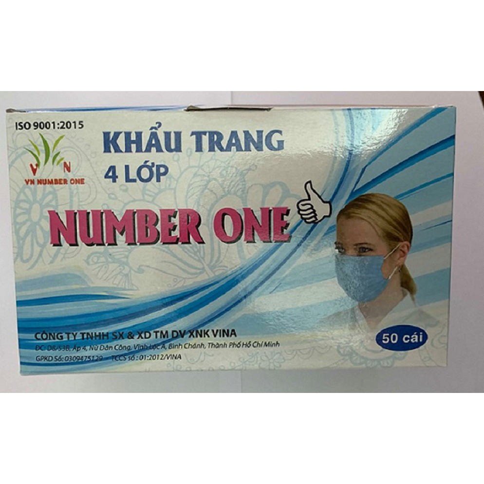 Hộp 50 Cái Khẩu Trang Y Tế 4 Lớp Number One