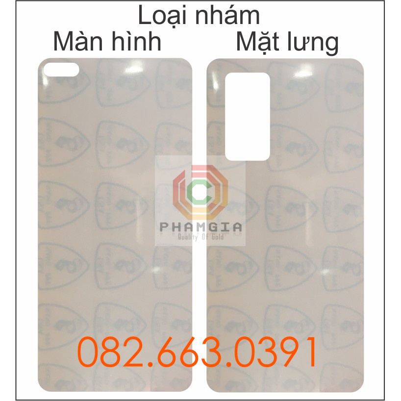 Dán PPF Huawei P40 loại nhám, bóng dành cho màn hình,mặt lưng, măt lưng full viền