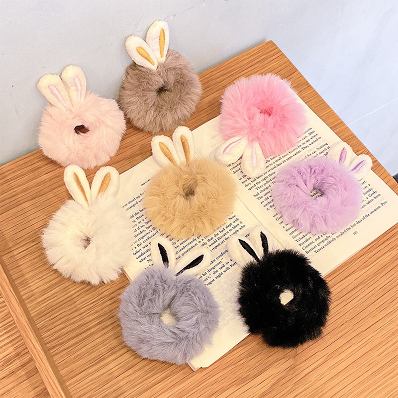 Dây buộc tóc cao su co giãn gắn tai thỏ nhiều màu sắc thời trang xinh xắn cho nữ