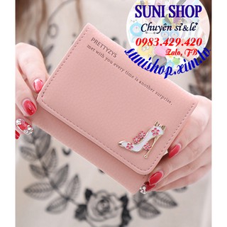 Ví ngắn Prettyzys Auth. Ví nữ , ví da , bóp nữ , ví ngắn , ví tiền , ví dự tiệc, chính hãng, ví mini