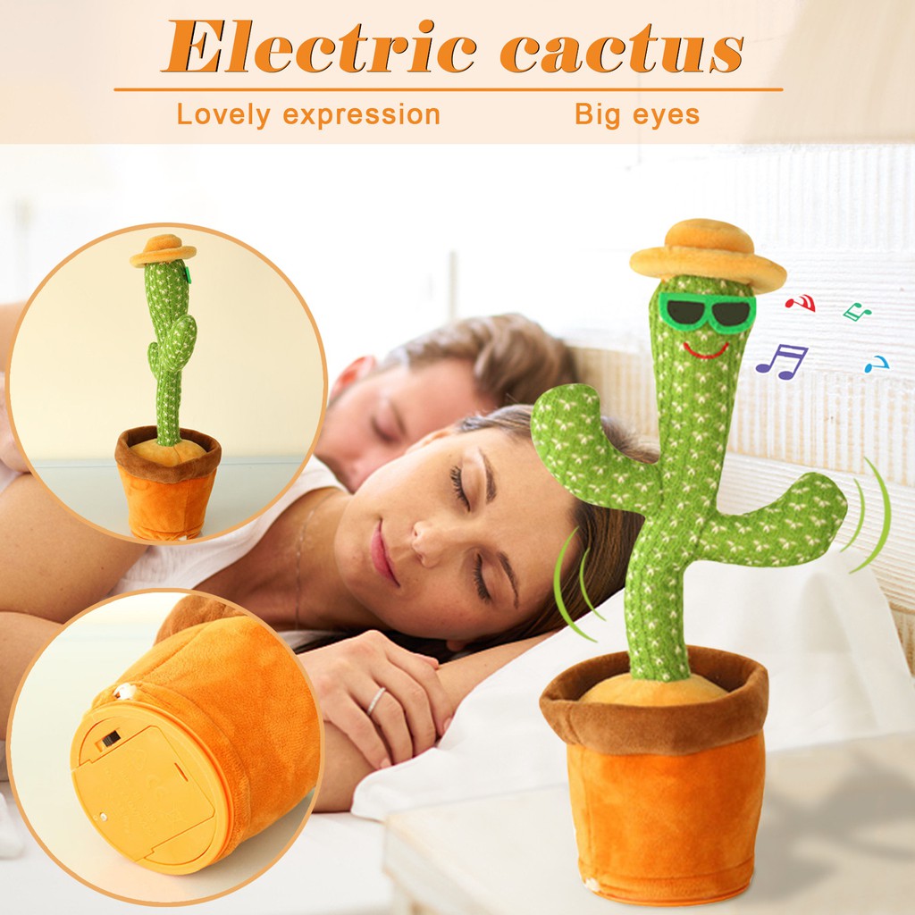 Giá thấp nhất☄♂Dancing Cactus Toy Đồ chơi khiêu vũ điện tử Lắc có bài hát Sang trọng Dễ thương giáo dục mầm non thú vị