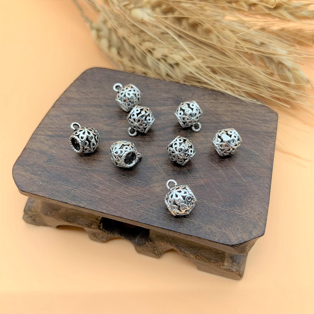 Charm móc treo dạng ống ngắn kiểu lu - Charm Bạc 925 - Mã CA037