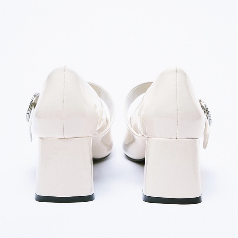 Giày mary jane gót trụ, quai cài đính đá, hàng xuất khẩu