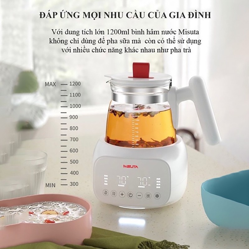 Máy đun nước pha sữa pha trà pha cafe, đun nước sôi giữ nhiệt Misuta chính hãng