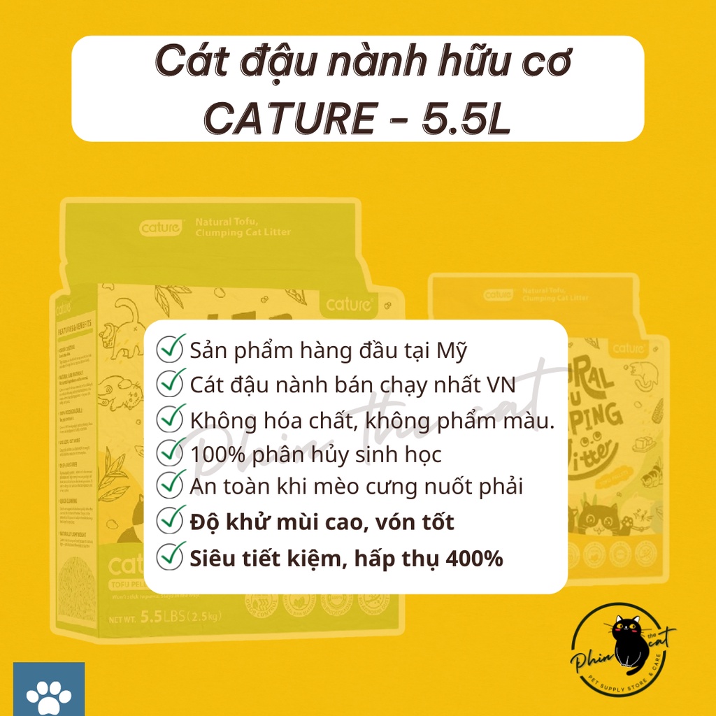 [Tân Phú] Cát đậu nành hữu cơ CATURE cho mèo - 5.5L - Xả trực tiếp trong nước | phinthecat