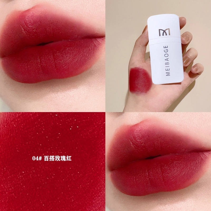 [Hàng mới về] Son môi dạng kem lì Meibaoge hỗ trợ dưỡng ẩm không phai màu tiện lợi