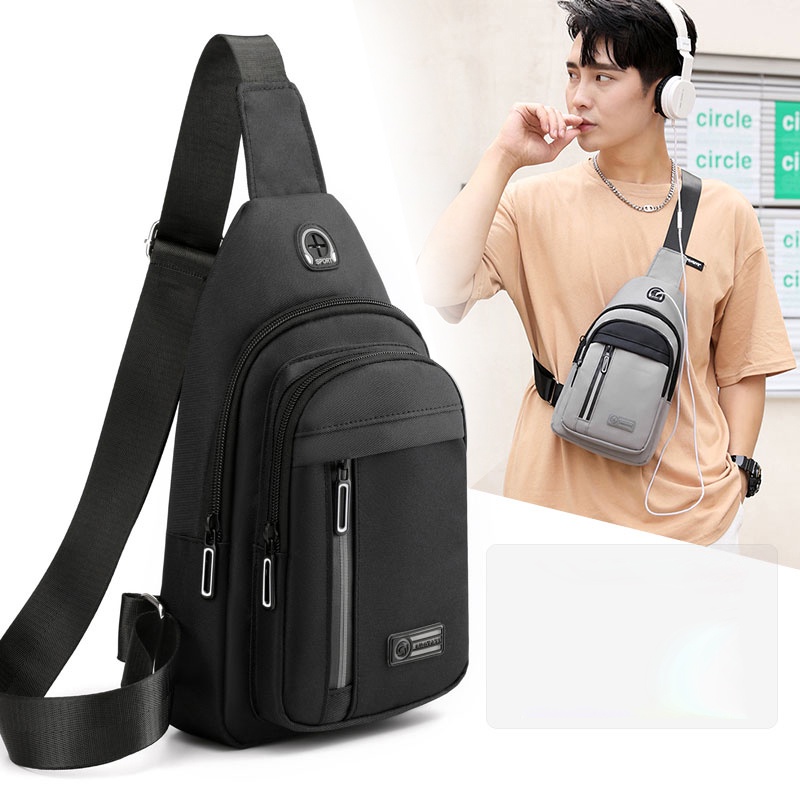 Túi Đeo Chéo Vai Vải Bố Phong Cách Mới Đơn Giản Sức Chứa Lớn Dễ Phối Đồ Dành Cho Nam Giới