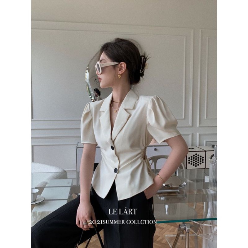 Áo Cut out Rút Nhún Eo Phong Cách Retro Sang Trọng