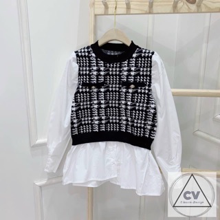 ÁO LEN KẺ PHA SƠ MI