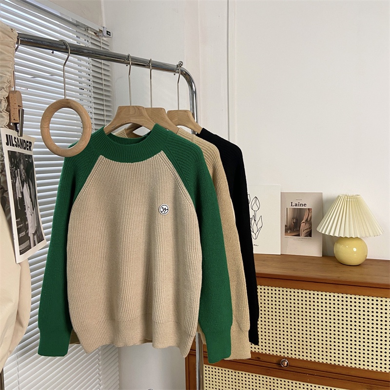Áo Sweater Tay Dài Cổ Tròn Dáng Rộng Màu Khối Phong Cách Hàn Quốc Thời Trang Mùa Thu Dành Cho Bạn Nữ