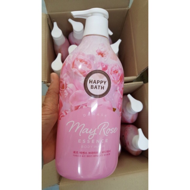 Combo 2 hộp sữa tắm Happy bath Hàn Quốc tinh chất hoa hồng 900ml