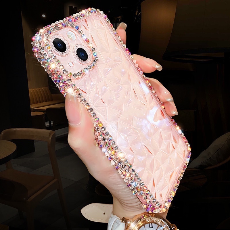 Ốp Điện Thoại Kim Cương Lấp Lánh Cho iPhone 15 14 13 12 11 Pro Max X XS XR 7 8 Plus Vỏ Sang Trọng Bling Kim Cương Giả Mềm Trong Suốt TPU Ốp Lưng