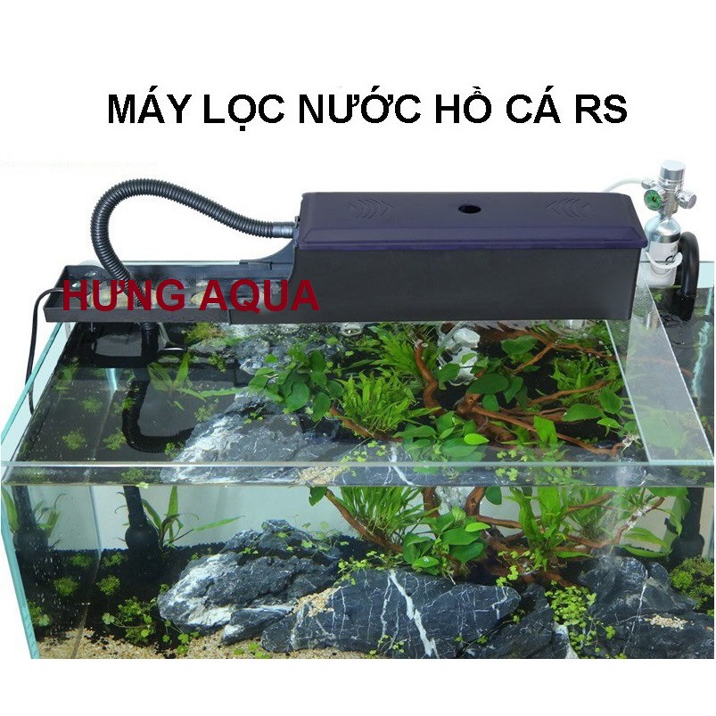 Máy lọc máng bể cá - bơm lọc nước bể cá tiết kiệm điện, lọc máng RS-801 cho bể 60-80cm 3in1: bơm, lọc, phun oxy