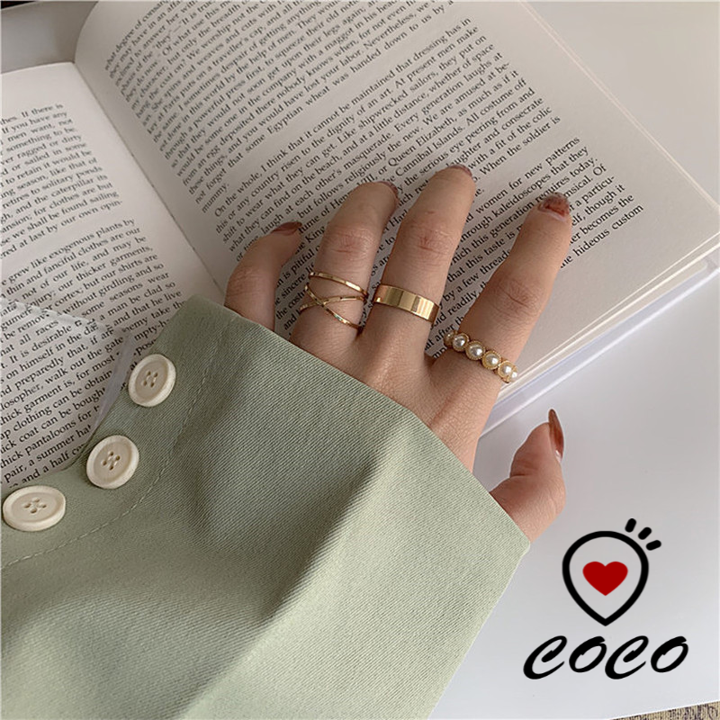 Set 4 Nhẫn Thời Trang Hàn Quốc Cho Nữ