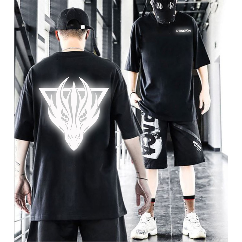 Áo Thun, Áo Thun Tay Lỡ Phom Rộng Unisex In Hình Dragon, In Decal Phản Quang Siêu Đẹp, Siêu Ngầu | BigBuy360 - bigbuy360.vn