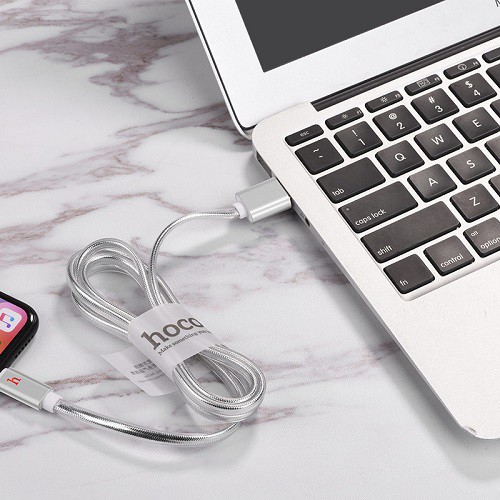 Cáp Sạc Lightning Hoco UPL12 Có Đèn Báo Hỗ Trợ Cổng USB 2.0 Giúp Chuyển Dữ Liệu Nhanh Chóng Dài 2M