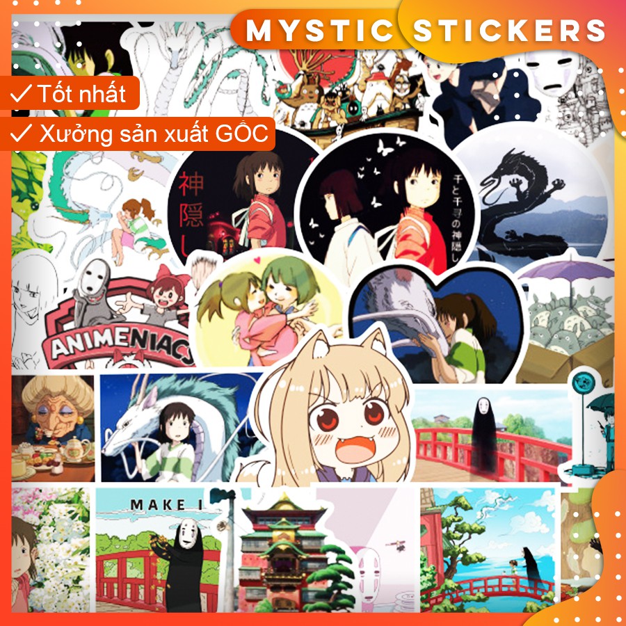 [SPIRITED AWAY 1] 50 Sticker chống nước trang trí ,dán xe laptop mũ bảo hiểm vali...