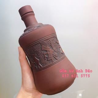 Nậm rượu gốm hoạ tiết Đông Sơn Âu Lạc 500ml