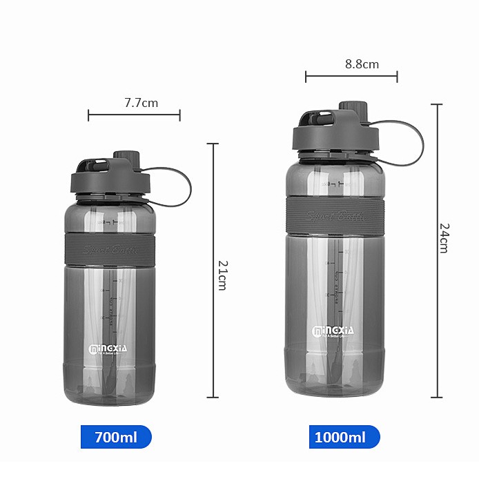 Bình Đựng Nước Tập Gym Bình Nước Thể Thao Có Ống Hút Đôi tiện lợi 700ml 1000ml