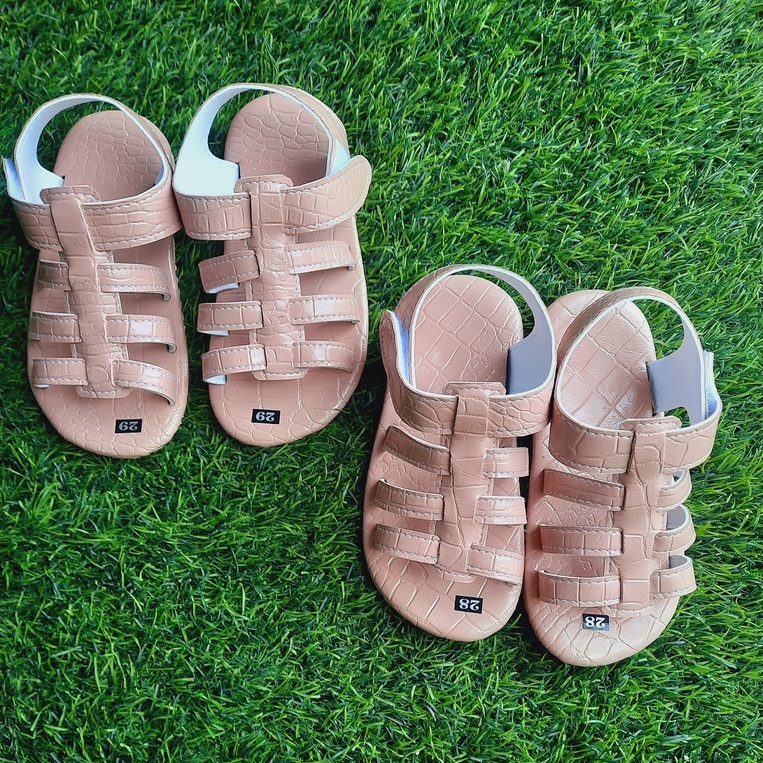 Sandal kẻ ngang hồng công chúa cho bé gái - Giày sandal cho bé