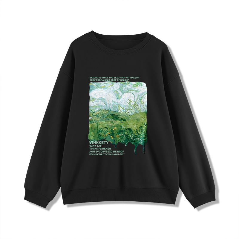 Áo Nỉ oversize Cổ Tròn In Họa Tiết Phong Cách retro Mỹ