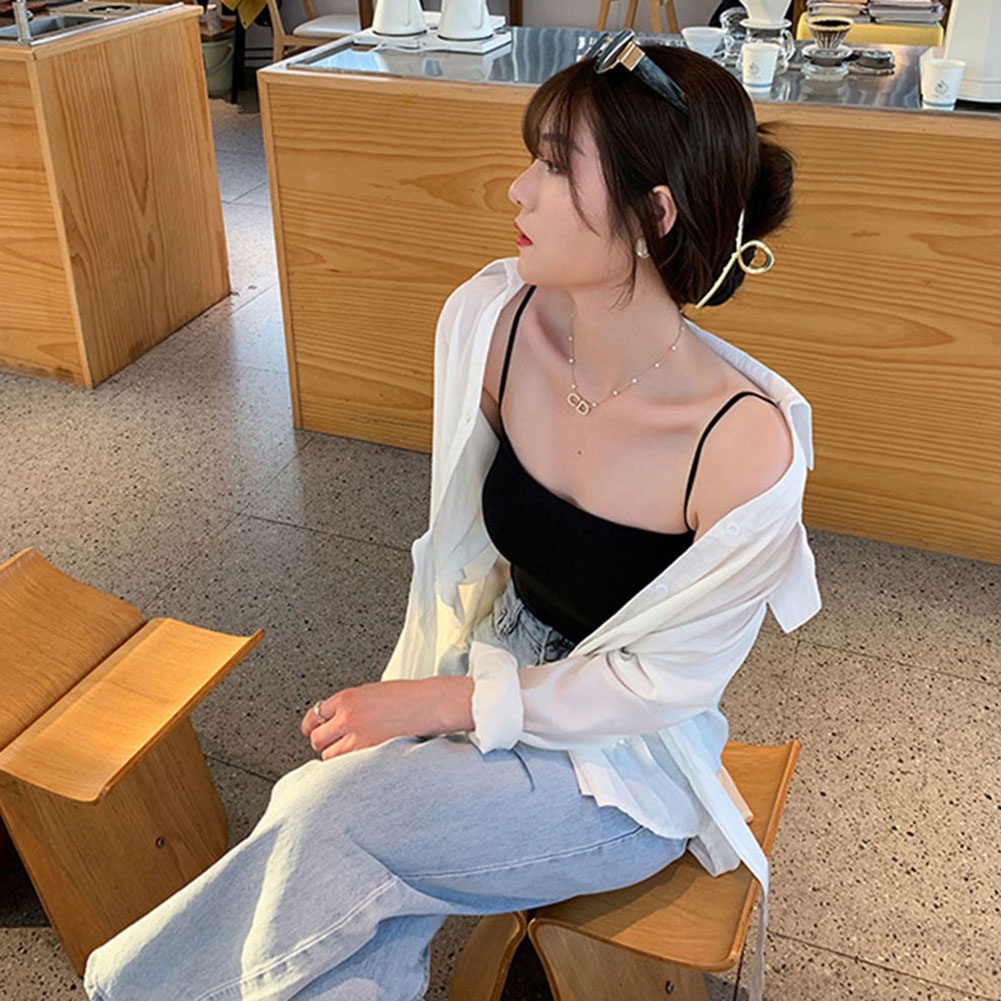 Áo Hai Dây Màu Trơn Phong Cách Đường Phố Gợi Cảm Thời Trang Dành Cho Bạn Gái