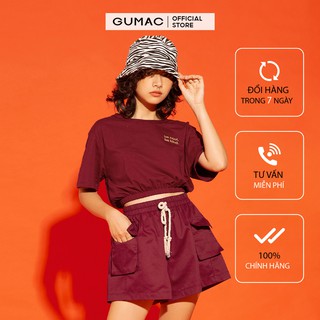 Áo thun nữ croptop thêu GUMAC đủ màu, đủ size, năng động trẻ trung ATA1244