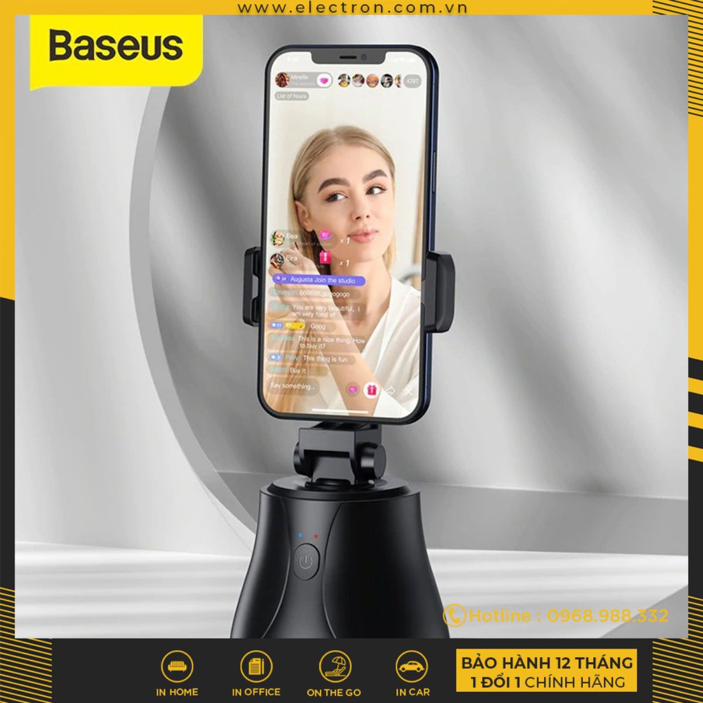 Đế kẹp điện thoại thông minh chống rung xoay 360 độ hỗ trợ chụp ảnh, livestream Baseus 360°AI Following Shot Tripod Head