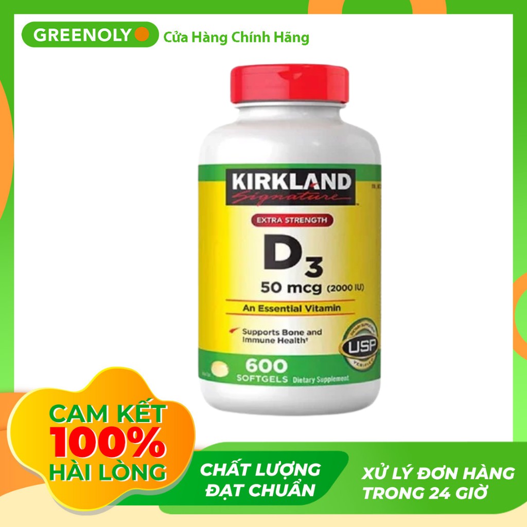 Kirkland Viên Uống Bổ Sung Vitamin D3 2000IU 600 Viên