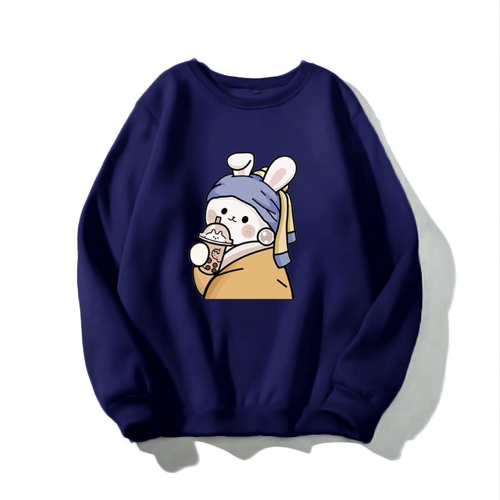 ÁO SWEATER IN CÔ GÁI TRÀ SỮA CỰC ĐẸP NHIỀU MÀU