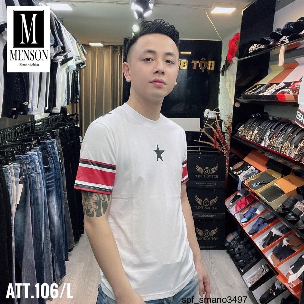 ⭐️SIÊU PHẨM⭐️Áo Phông Nam Cổ Tròn In Hình Ngôi Sao Chất Mát Mùa hè - Áo Thun Nam họa tiết đẹp MENSON M6215
