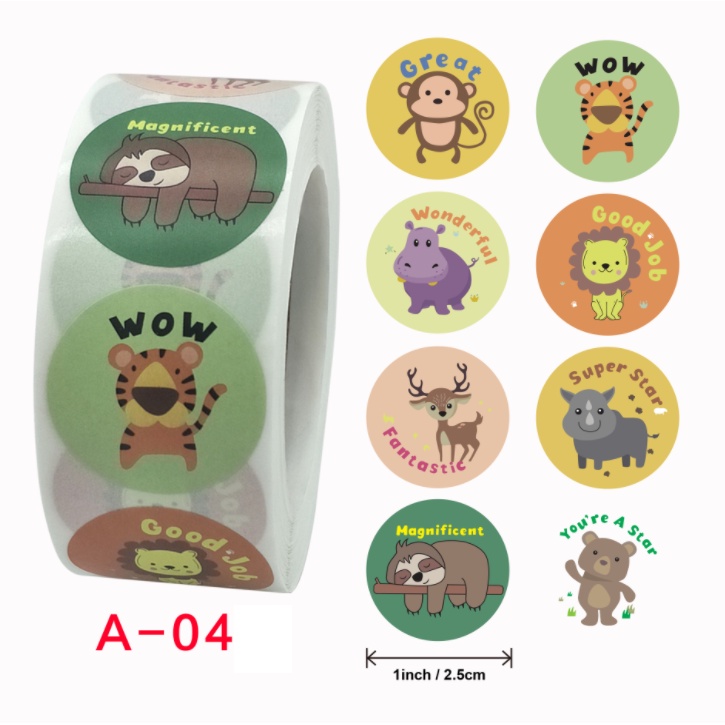 Cuộn 500 sticker nhãn dán khích lệ khen thưởng học tập cho bé yêu kèm slogan khiến những giờ học thêm sinh động