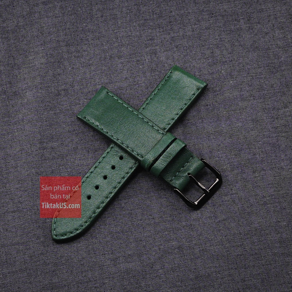 Dây đồng hồ nam da bò thật 100% khóa đen, đủ màu Size từ 18mm đến 24mm