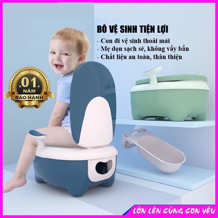 Bô Ghế Vệ Sinh Hoạ Tiết Chim Cánh Cụt Cho Bé
