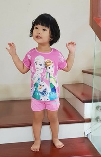 Bộ thun cotton bé gái Elsa