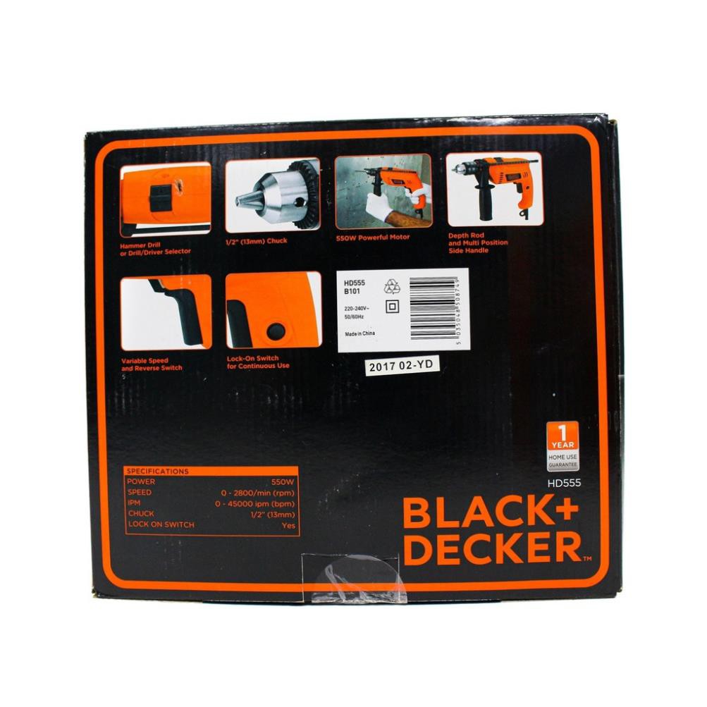 Máy khoan cầm tay 550W Black & Decker HD555-B1