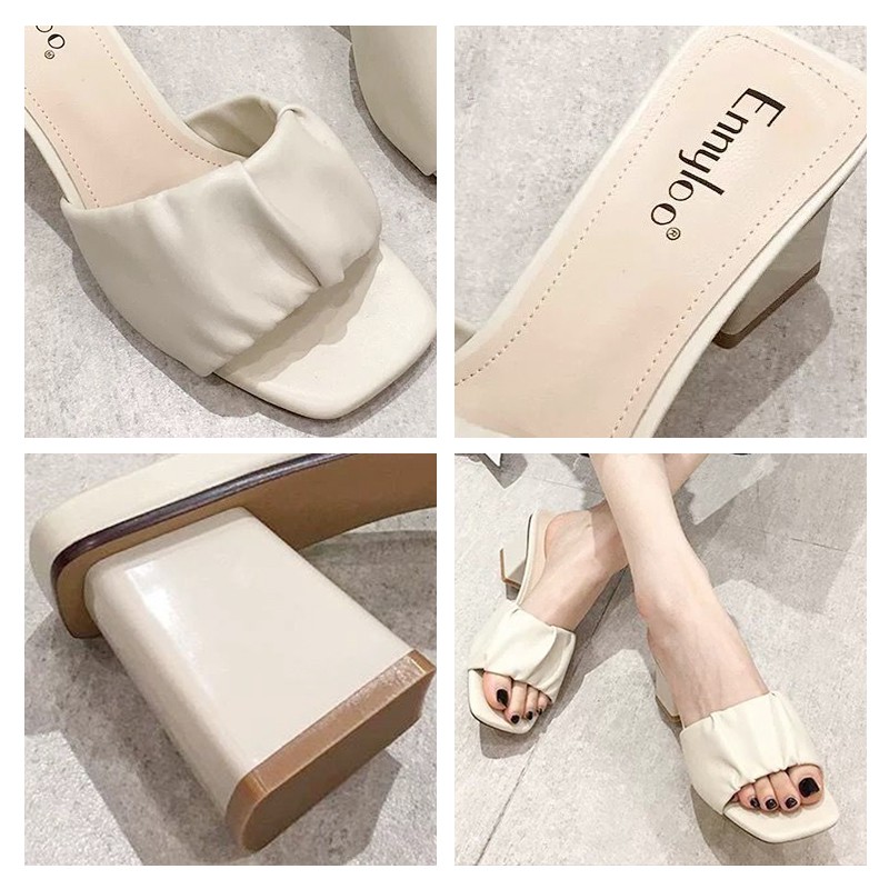 Dép Cao Gót Nữ 5-6 Phân đế vuông Thời Trang