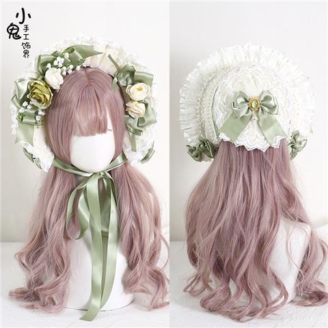 Mũ Cói Đính Nơ Ren Hoa lily Nhiều Màu Phong Cách Lolita