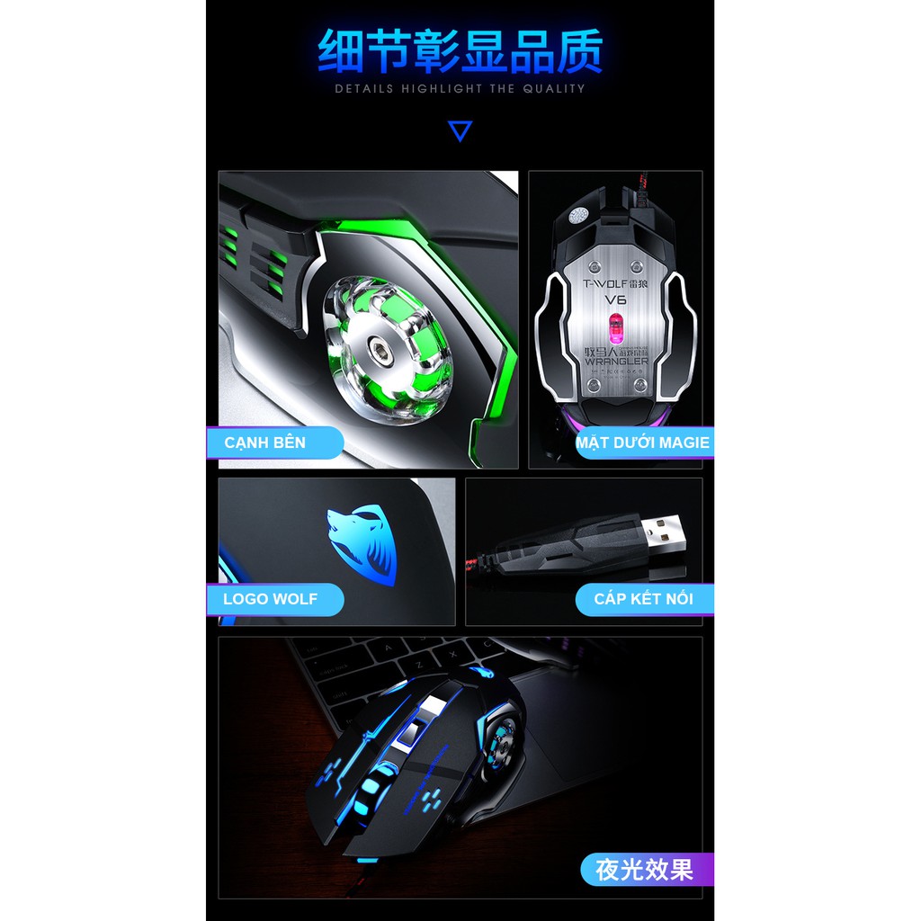 Chuột Chơi Game - Chuột Chơi Game Langtu Led RGB Tự Động Đổi Màu