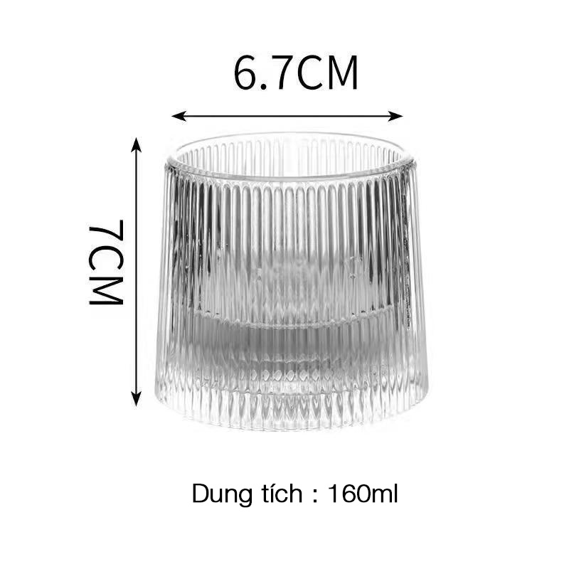 Cốc thủy tinh cao cấp đế lồi 170ml, Ly ngoại họa tiết hiện đại dày dặn