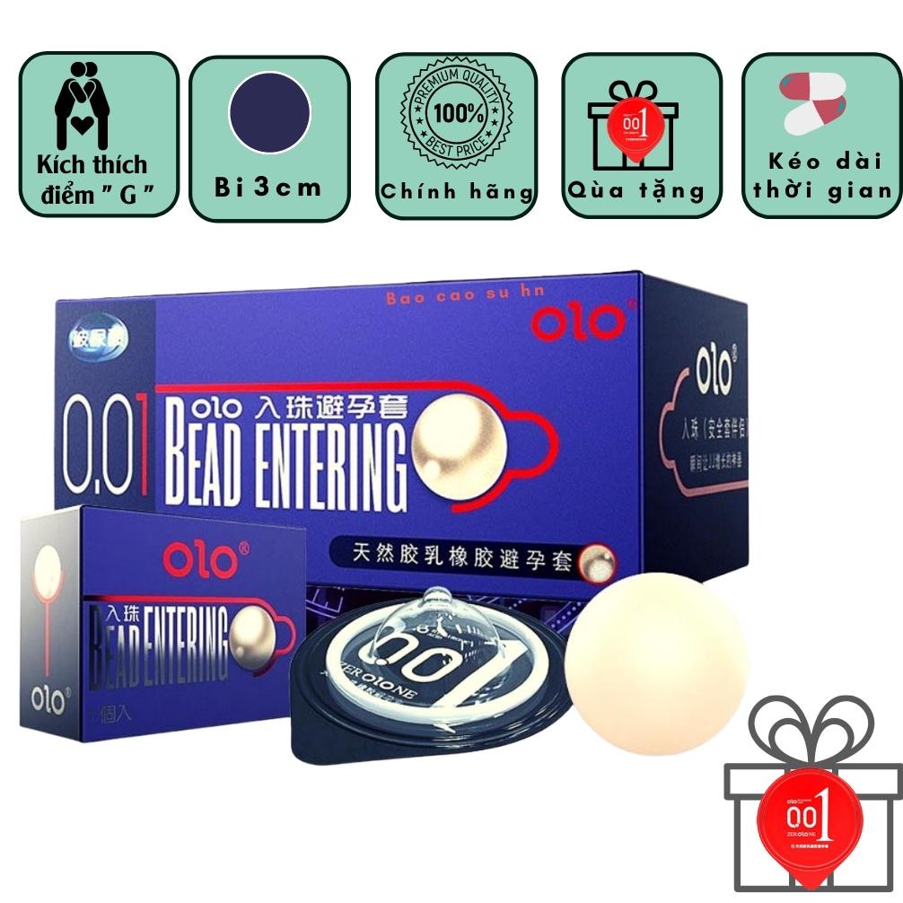 Bao cao su bi OLO Bead Entering massa điểm G gấp đôi lượng gell hộp 10 bao 1 bi tặng 2c