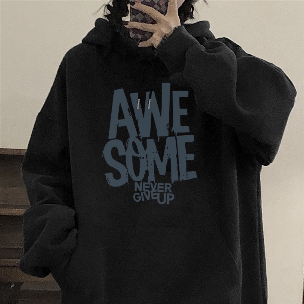 Áo Hoodie Cotton Dáng Rộng Thời Trang Mùa Đông Phong Cách Hàn Quốc Cho Nữ