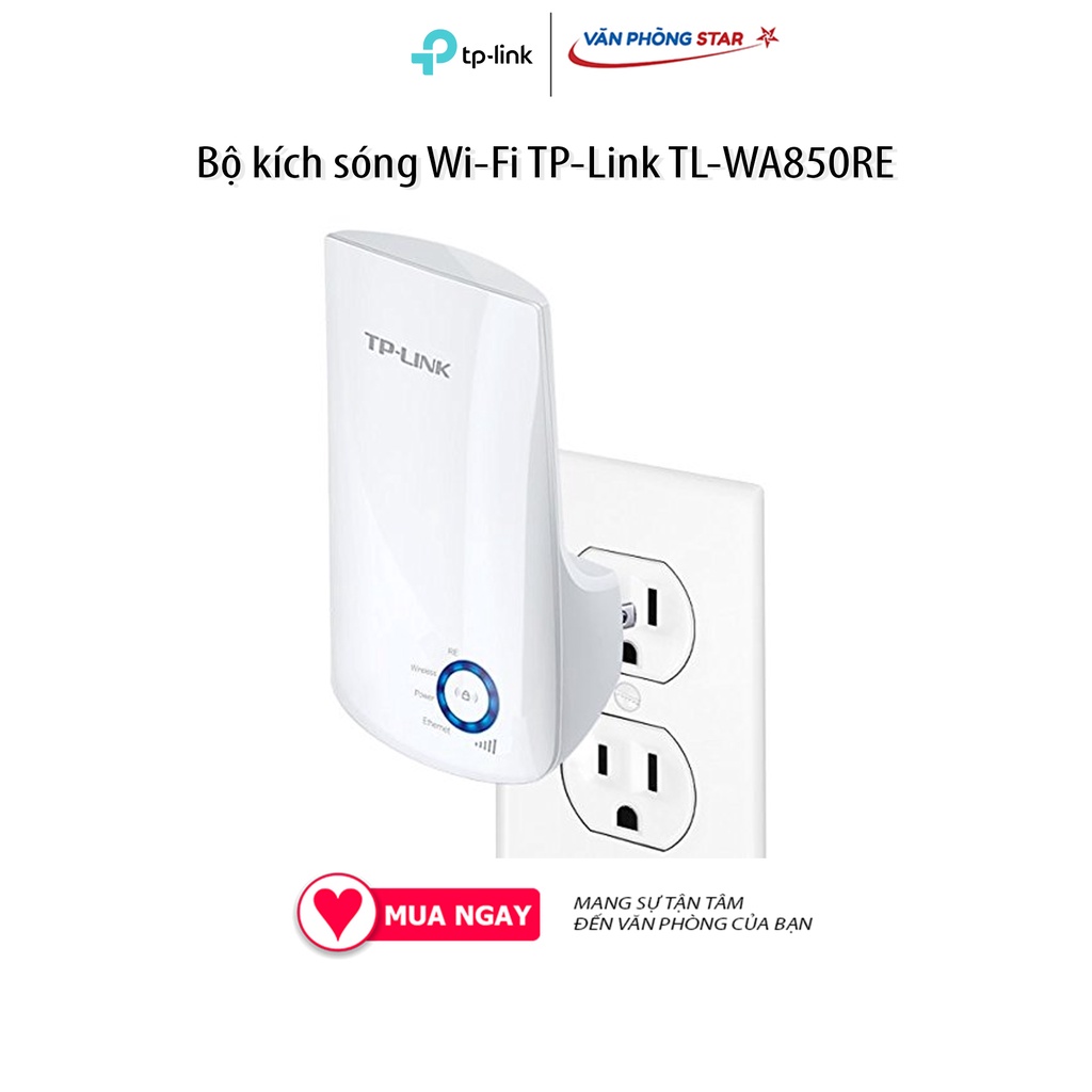 Bộ kích sóng WiFi TP-Link TL-WA850RE Chính Hãng tốc độ 300Mbps Kích thước nhỏ gọn và thiết kế gắn tường